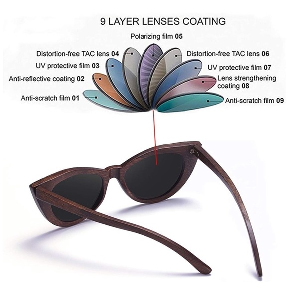 WOOD WOMEN’S CATEYE WOODEN SUNGLASSES GLASSES *NWT